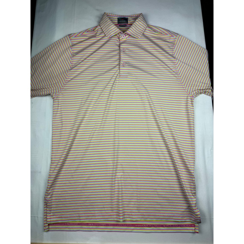 Fennec Polo Shirt Medium Multi-Color Striped Gamble Sands Golf Short Sleeve